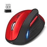 KINGTOP Kabellos Vertical Mouse Dual Mode Wired und 2.4G Wireless wiederaufladbare Ergonomische Vertikalmaus 4800DPI 5 Taste ROT