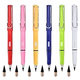Ewiger Bleistift mit Radiergummi Set, 6 Stück Tintenlose Bleistifte Ewig, mit auswechselbarem Graphitstift Ergonomische Schreibhilfen für Bleistift (A)