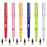 Ewiger Bleistift mit Radiergummi Set, 6 Stück Tintenlose Bleistifte Ewig, mit auswechselbarem Graphitstift Ergonomische Schreibhilfen für Bleistift (A)