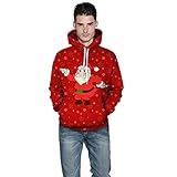 Unisex Pullover Weihnachtspulli Ugly Weihnachtspullover Pulli 3D Gedruck Muster Rundhals Langarmshirt Sweater Christmas Sweatshirt Weihnachten Pullover Jumper Long Sleeve S