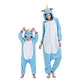 DEBAIJIA Kinder-Pyjama aus Flanell / Jumpsuit für Jungen und Mädchen, Warme Nachtwäsche, 3 bis 11 Jahre Gr. 165(Hauteur recommandée: 179-188cm), Blau – Peg