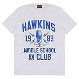 Stranger Things Hawkins Middle School AV Club M�nner T-Shirt Heather Grey. 4XL | Offizielle W