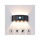 INHDBOX 8W Wandleuchte Wandlampe mit Bewegungsmelder, LED Aussen Wandleuchte Wasserdichte IP65 Wandbeleuchtung Modern Up Down Aussenleuchte Aluminium Außenwandleuchten Wandlampe Innen/Aussen Warmweiß