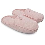 Ofoot Damen Memory Foam Indoor Hausschuhe Damen Bequeme Baumwolle Slip On Krankenhaus Schwangerschaftsschuhe Weite Weite rutschfeste Sohle, - Pinkes Knopfdesign - Größe: 36/37 EU