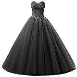 Zorayi Damen Liebsten Lang Tüll Formellen Abendkleid Ballkleid Festkleider Schwarz Größe 32