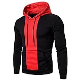 Hzing Herren Pullover Lose Langarm Sweatshirt Kapuzenpullover Basic Sweatjacke Lässige Farbe Splice Tops Rundhals Kordelzug Hoodies B
