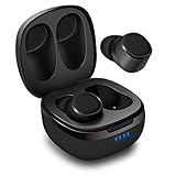 AUGUST EP800 - Bluetooth 5.0 In-Ear Kopfhörer - Mini Earbuds mit Geräuschunterdrückung und Mikrofon - Ohrhörer mit IPX6 Spritzwasserschutz/Ladecase mit 550mAh Akku - 25h Gesamtlaufzeit (Schwarz)