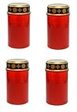 4er Set LED Kerze Grabkerze Grablicht Ewiges Licht Elektro flackerndem Kerzenschein Rot - Leuchtdauer bis ca. 180 Tage (für 2 x Baby LR14 Batterien - nicht enthalten)