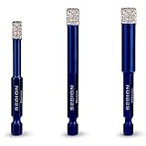 SEDION ® Fliesenbohrer Set 3tlg. 6, 8, 10 mm, Sechskant E 6.3 - Bohrer zum Bohren von harte Fliesen - Diamantbohrer Set - Sedion Premium Qualität hochwertige Diamanten - Bohrer Feinsteinzeug S