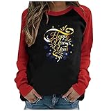 BOTCAM 2022 Happy New Year Drucken Weihnachtspullover Damen Weihnachten Hoodie Langarm Shirt Sweatshirt Pullover Damen Teenager Mädchen Kapuzenpullover Weihnachtsmann Xmas Pulli Sweater Top