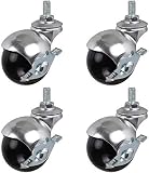 JSONA Industrielle Lenkrollen Heavy Duty Kugelrolle Rad Set von 4 Stück für Sofa Able Stühle und andere Möbel Antik Lenkrolle 360 Grad drehbar glatt und ganz Kugellager 5,1 cm mit Vorb