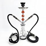JYZT Glas Shisha Set 2 Schlauch, Premium-Qualität Design einzigartiges Aussehen, mit Allem, Glas Hookah Base Hookahs Keramiknapf, Hooka Silikon-Schlauch, einfach zu produzieren Big Wolk