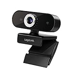 LogiLink UA0371 - Pro Full-HD-USB-Webcam mit Mikrofon für gestochen scharfe Videogespräche über Skype/Google Meet/FaceTime/FB Messenger/