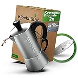 Blockhütte. Edelstahl Espressokocher Induktion geeignet I Für 1 bis 6 Tassen I Inkl. Ersatzdichtung I italienische Kaffeemaschine für Gas- oder Elektroherde (200 ml)