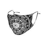 Schwarze und weiße Paisley-Mandala-Tuchmasken für Männer und Frauen, waschbar, wiederverwendbar, Gesichtsmasken mit Nasendraht und F