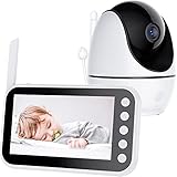Babyphone mit Kamera & Audio 720P 4,5 Zoll HD-Display, Infrarot-Nachtsicht, Ferngesteuerter Schwenk-Neige-Zoom, Zwei-Wege-Audio, VOX-Modus, Schlaflied, Temperaturanzeig