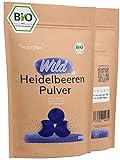 veganflow® Wild Heidelbeeren Pulver Bio 100g, gefriergetrocknetes Pulver aus der ganzen Beere, für Smoothies, Frucht-Pulver für die Bowl, veg