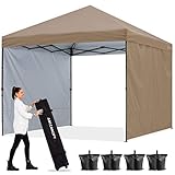 ABCCANOPY 1.8x1.8M Pavillon Outdoor Easy Pop-up-Überdachungszelt mit 2 Seitenwände,Khak