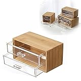 CHGNYLL Make-up-Organizer-Set,Acryl-Make-up-Organizer Mit Bambusdeckel,Organisieren Sie Ihren Schreibtisch,Verschiedene Aufbewahrungstasche Für Kommode,Badezimmer,Kommode, S