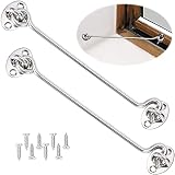 2 Stücke Sturmhaken Weiss Edelstahl Kabinenhaken Kabine Haken Sturmhaken Kabinenhaken Fensterhaken Locking tür Haken und Ösen mit 8 Stück Montage Schrauben für Türen Garagentor Fenster Hang