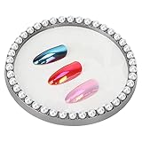 Nailart Display Aufsteller, Gel Nagelgelpoliermittel Anzeigen Diagramm, Nagellack Farbkarte Platten für Salons und Nagel Kunst, Faux Pearls Exquisite elegante Nail Art Palette Fotografie Prop (weiß)