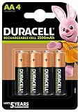Duracell Rechargeable AA 2500 mAh Mignon Akku Batterien HR6, 4er Pack