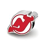 Schöne NHL LogoArt New Jersey Teufels-Logo-Perle aus Sterlingsilb