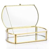 SUMTREE Gold gebogenes Glas Schmuckschatulle mit Deckel rechteckig Ringe Armband Display Organizer Home D