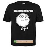 Challenge Accepted - Herren T-Shirt für Geeks mit Spruch Motiv aus Bio-Baumwolle Kurzarm Rundhals Ausschnitt, Größe XXXL