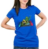 style3 Crossing Fisch Damen T-Shirt Animal Videospiel Horizons, Farbe:Blau, Größe:S