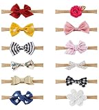 Milacolato 12 Stücke Baby Mädchen Stirnbänder und Bögen, Haarschmuck für Neugeborene Kleinkind Mädchen Nylon Stirnbänder Kinder Geschenk