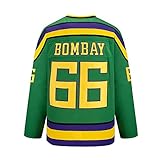 Yajun Gordon Bombay #66 Mighty Ducks Film Eishockey Trikots Jersey NHL Herren Sweatshirts Atmungsaktiv T-Shirt Bekleidung,S