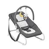 Badabulle Easy Moonlight Babywippe, mit integrierter Kopfstütze, 5-fach verstellbarer Rückenlehne, abnehmbarem Spielbogen und Sitzbezug