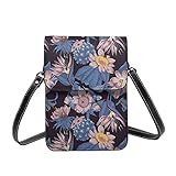 Damen-Umhängetasche, Handytasche, Blumen, PU-Leder, kleine Umhängetasche, Handy, Karte, Geldbörse, Handtasche, Mini-Schultertasche mit R