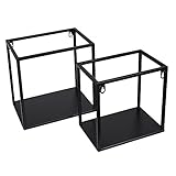 Hansmeier® Wandregal aus Metall | Metallbox | 2er Set | Schwarz | Moderne Boxen für Wohnzimmer, Küche oder Schlafzimmer | Perfekt für Deko und Aufbewahrung