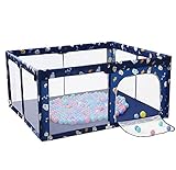 ACTNOW Baby Laufstall Sicherheitszaun, abrieb- und druckresistenter Laufstall für Babys, Kleinkinder, Krabbelzaun, Spielgehege für Baby/Kleinkind/Kinder (Blau, 150 x 150 cm)