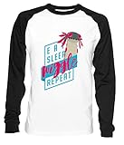 Eat Sleep Wiggle Repeat - Monster Hunter Design Herren Damen Unisex Baseball T-Shirt Weiß Schwarz 2/3 Ärmel Women's Men's Unisex