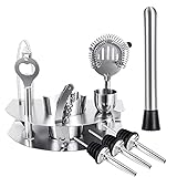 Cocktail Shaker Set, 12-teiliges Edelstahl Cocktail Mix Set, Barware-Set 750ml Shaker Bar Werkzeugset Cocktail-Geschenkset, Barkeeper-Kit mit Display