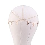 Beaupretty Kopf Ketten Schmuck, Mond kopf Stirnkette Schmuck Boho Kopschmuck Kette Festival Haar Stirnb