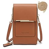 HAIWILL Kleine Handy Umhängetasche Damen Handytasche zum Umhängen Leder Schultertasche Crossbody Clutch Geldbörse für iPhone 12/12 Pro/11/XR, Samsung Galaxy S21/S20/S10, Handy unter 6.5''