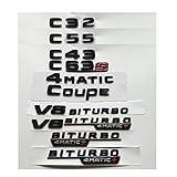 YFJLOVE Glanzschwarzbuchstaben passen für Mercedes Benz W204 W205 C32 C43 C55 C63 C4 3s C63s. AMG S. Coupe-Emblem. V8 BITURBO 4MATIC 4MATIC + Embleme (Style : C 32)