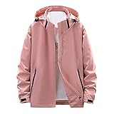 GFGHH Damen Regenmantel Gefüttert Wasserdicht Atmungsaktiv Windbreaker Softshelljacke übergangsjacke Winddichte Wasserabweisend Funktionsjacke Leicht Outdoorjacke Herbst Frühling Windjacke Wanderjack