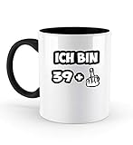 PlimPlom Ich bin 39 + Mittelfinger Tasse Zum 40 Geburtstag Spaßgeschenk Fun Kaffeetasse - Zweifarbige Tasse -330ml-Schw