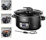 Russell Hobbs 3in1 Multikocher (Sous Vide Garer/Slow Cooker/Schongarer, Bräter mit Kerntemperatursensor) spülmaschinengeeigneter 6,5l Keramik-Gartopf,digitales Display,Temperaturanzeige,Timer,25630-56