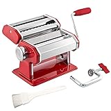 bremermann Nudelmaschine Edelstahl - für Spaghetti, Pasta und Lasagne (7 Stufen), Pastamaschine, Pastamaker (Rot)