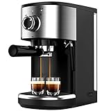 Bonsenkitchen Espressomaschine mit Siebträger, 1450W Hohe Leistung Edelstahl Kaffeemaschine, 15 Bar Siebträgermaschine für Espresso, Cappuccino und Latte Machiato, 1 oder 2 Tassen (1.25L)