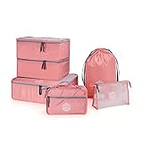 M Square Reiseverpackungswürfel, 6 Stück, Packwürfel, Reisetaschen, Organizer für Gepäck mit Toilettenpapier und Wäschesack (blau/rosa)