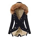 YTZL Damen Winter Parka Lang Winterjacke Warm GefüTtert Wintermantel Winterparka Damen Kunstfell Kapuzen Jacke GroßE GrößEn Mantel Damen Winter Jacket Winddichte üBergangsjacke Winterpark