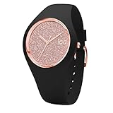 ICE-WATCH - ICE glitter Black Rose-Gold - Schwarze Damenuhr mit Silikonarmband - 001346 (Small)