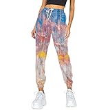 Damen Sweathose Baumwolle Hohe Taille Tie-dye Drucken Sport Hosen GroßE GrößEn Kordelzug Haremshose Einstellbar Kordelzug Jogging